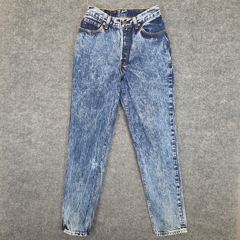 Vintage LEVIS 17501-0112 Acid Wash Denim Jeans Womens Size 9 Button Fly USA 80s